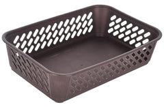 Heart Home Multiuses Super Tidy Plastic Tray/Basket/Organizer- Pack of 3 (Brown) -46HH0567