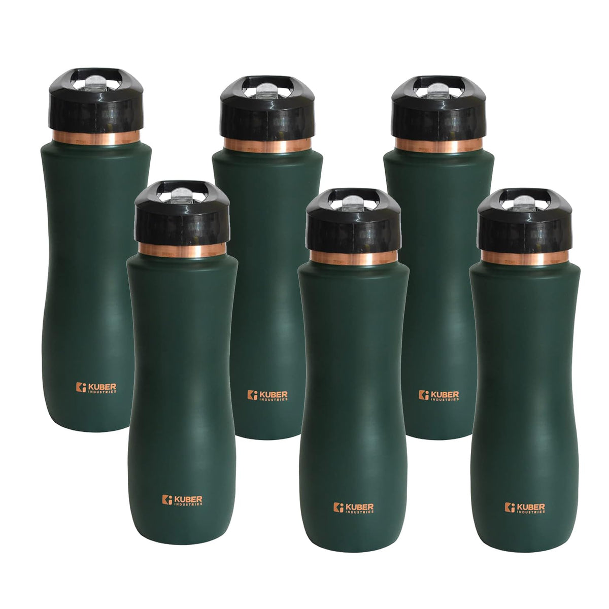 Kuber Industries Copper Water Bottle with Sipper | BPA Free & Non-Toxic | Leakproof, Durable & Lightweight | With Added Health Benefits of Copper |Easy to Clean | Maroon | Green (Pack Of 6)