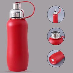 Kuber Industries Pack of 2 Vacuum Insulated Water Bottle| Stainless Steel Sipper Water Bottle | Hot & Cold Water Bottle | Leakproof, BPA Free, Rustproof | 750 ML | Red