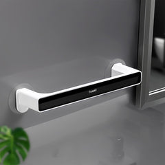 Kuber Industries (Set of 4) Self-Adhesive Bathroom Towel Holder & Hanger - Rod & Stand for Kitchen, Washroom without Drilling - Black