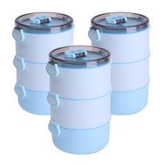 Kuber Industries Pack of 3 Insulated Lunch Box with 3 Compartments|100% BPA Free, Food Grade ABS Plastic|Leakproof & Spill Proof|Dishwasher & Microwave Safe Lunch Box|3000 ML|HX0035097|Blue