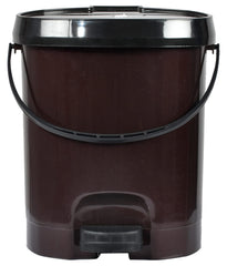 Kuber Industries Multiuses Plastic Pedal Dustbin, Waste Bin, Trash Can With Detachable Bucket, 10 Litre- Pack of 2 (Grey & Brown)-47KM0735