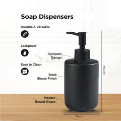 Homestic Liquid Soap Dispenser | Handwash Soap Dispenser | Soap Dispenser for Wash Basin | Shampoo Dispenser Bottle | Bathroom Dispenser Bottle | 350 ML | Black