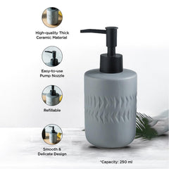 Kuber Industries Liquid Soap Dispenser | Handwash Soap Dispenser | Soap Dispenser for Wash Basin | Shampoo Dispenser Bottle | Bathroom Dispenser Bottle | 250 ML | Gray