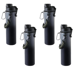 Kuber Industries Water Bottle | Steel Water Bottle for Daily Use | Vacuum Insulated Flask Water Bottle with Rope | Hot & Cold Water Bottle | 720 ML | LX-230603 | Pack of 4 | Black & Gray