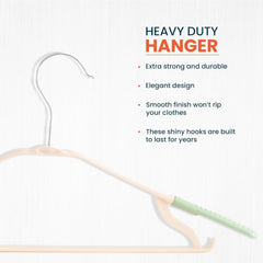 Kuber IndustriesPP Cloth Hanger Set of 15 With Zinc Plated Steel Hook (Green)