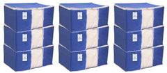 Kuber Industries 9 Piece Non Woven Saree Cover Set, Royal Blue
