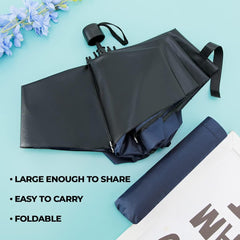 Kuber Industries Pack of 2| 3 Fold Manual Umbrella|Windproof, Sunproof & Rainproof|with Polyester Canopy, Sturdy Steel Shaft & Wrist Straps|Easy to Hold & Carry|Umbrella for Women, Men & Kids |Blue