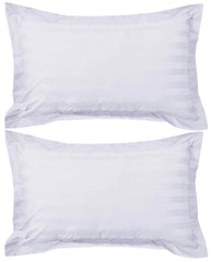 Kuber Industries 2 Pieces Cotton Luxurious Satin Striped Pillow Cover Set -17"x27" (White) - CTKTC040310