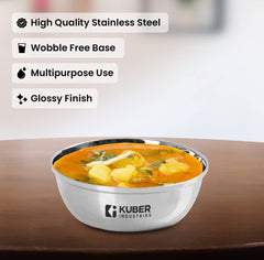 Kuber Industries Stainless Steel Dinner Set | Steel Plates Set of 6 (29 cm Diameter) I Steel Bowl Set of 6 (300ml) I Steel Glass Set of 6 (300ml) I Heavy Gauge|Mirror Finish |Multi-Purpose Steel Set