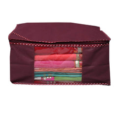 Kuber Industries Non Woven 6 Pieces Saree Cover/Cloth Wardrobe Organizer and 6 Pieces Blouse Cover Combo Set (Maroon)