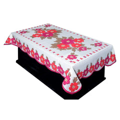 Kuber Industries Flower Design Cotton 5 Seater Sofa Cover with 6 Pieces Arms Cover and 1 Center Table Cover Use Both Side, Set of 17, (Standard Size, Pink, KUBMART12019)