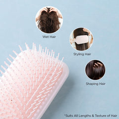 Kuber Industries Hair Brush | Bristles Brush | Hair Brush with Paddle | Detangles Hair Brush | Suitable For All Hair Types | Hair Brush Styling Hair | 2 Piece | XH45PNK | Pink