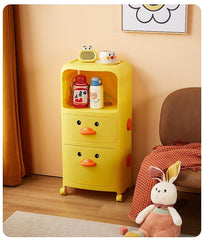 Homestic (Pack of 1) Duck Storage Rack | Large Capacity Trolley Rack For Living Room | Storage Rack For Books | Multipurpose Storage Trolley with Drawers & Wheels For Toys | 518-1 | Yellow