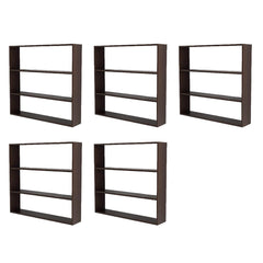 Kuber Industries Kitchen Wall Shelf|Wooden Handicraft Wall Mounted 3 Shelves for Kitchen|Multipurpose Storage Wall Shelf,30"X30" (Brown) (Pack of 5)