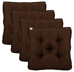 Heart Home Microfiber Square Chair Pad Seat Cushion for Car Pad, Office Chair, Indoor/Outdoor, Dining Living Room, Kitchen-Pack of 4, 18 * 18 Inch (Brown)