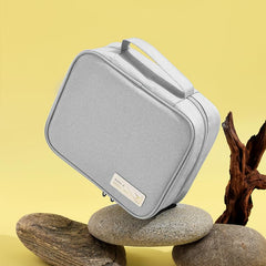 Kuber Industries Cosmetic Storage Case|Makeup Kit Box for Women|Small Vanity Case|Pouch for Home & Travel|Two Compartment|Zipper Closure (Grey)