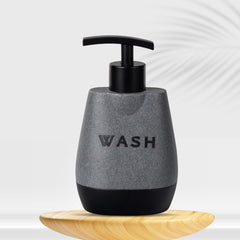 Kuber Industries Premium Polyresin Liquid Soap Dispenser | 250ml | Modern Stylish Kitchen Office Bathroom Dispenser for Kitchen | Non Fragile | Scratch Proof | Moisture Resistant | Grey-Black Color