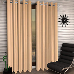 Kuber Industries 2 Pieces Polyester Eyelet Door Curtain 7 Feet (Gold) -CTKTC014230