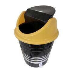 Heart Home Plastic Medium Size Swing Lid Garbage Waste Dustbin for Home, Office, Factory, 10 Liters (Black & Yellow)-HEART10244