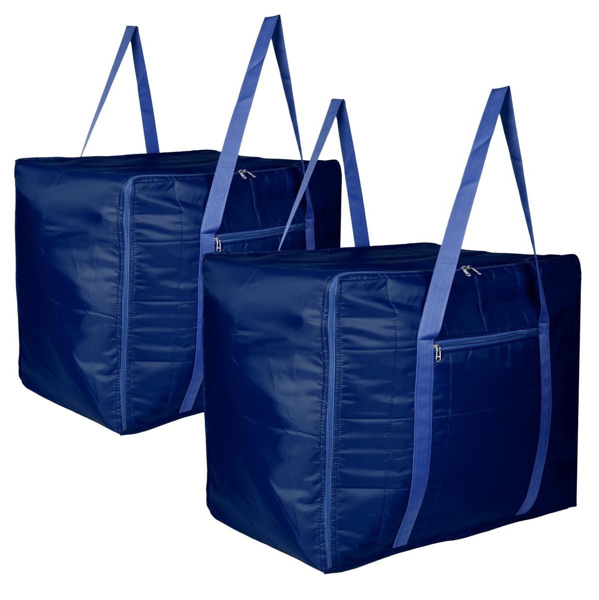 Heart Home Storage Attachi Bag | Parachute Travel Storage Bag | Underbed Storage Bag | Storage Organizer for Clothes | Zipper Closure Blanket Bag with Handle | Large | Pack of 2 | Navy Blue