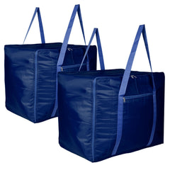 Heart Home Storage Attachi Bag | Parachute Travel Storage Bag | Underbed Storage Bag | Storage Organizer for Clothes | Zipper Closure Blanket Bag with Handle | Large | Pack of 2 | Navy Blue