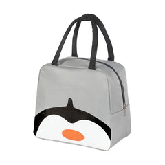 Kuber Industries Pack of 4 Lunch Bag | Lunch Bag for Office | Lunch Bag for College | Reusable Lunch Bag | Lunch Bag for Adults | Tiffin Lunch Bag with Handle | Printed | LYN11-GRY | Grey