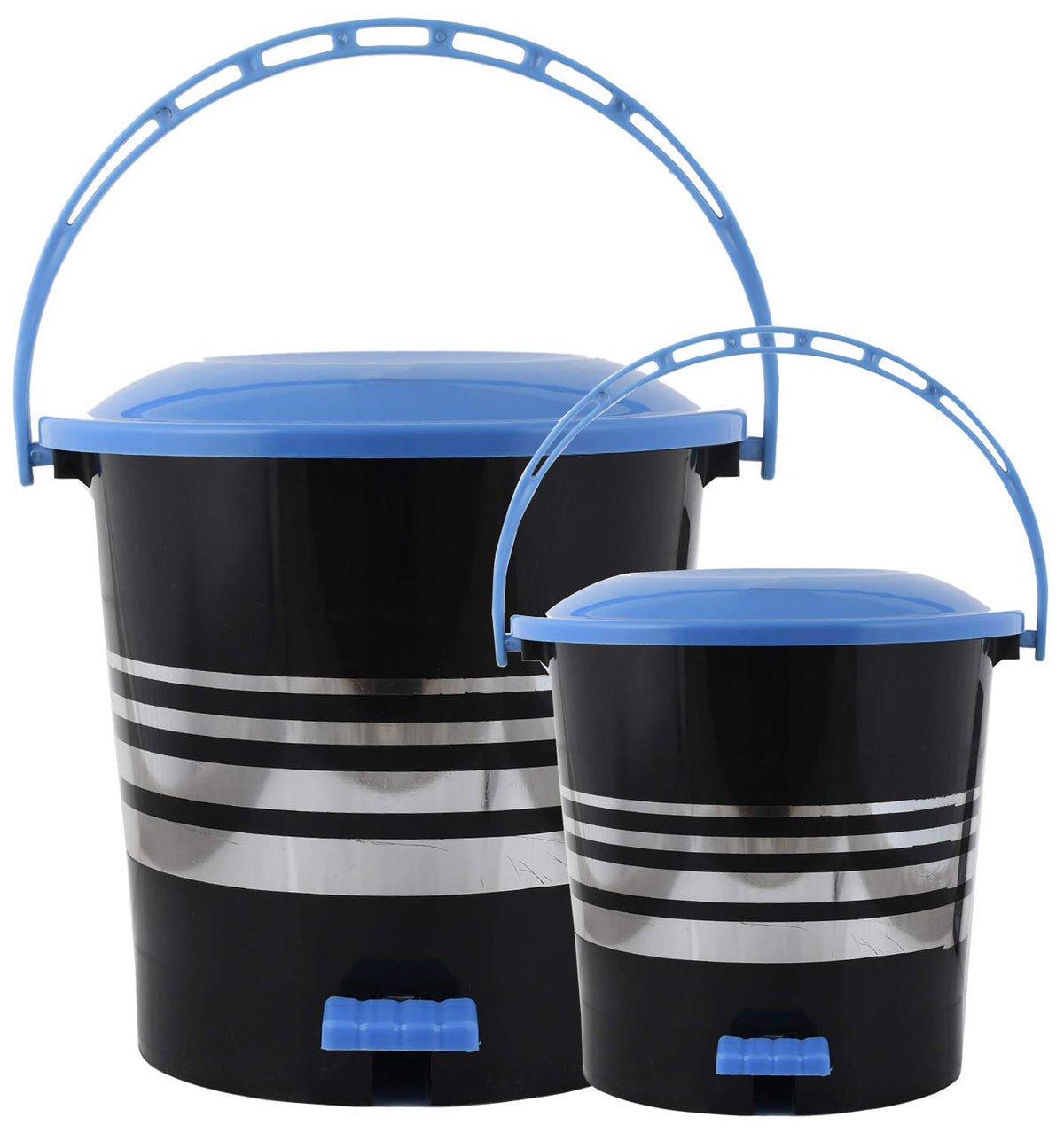 Kuber Industries 2 Pieces Plastic Dustbin Garbage Bin with Handle, 5 LTR & 10 LTR (Blue) -CTKTC43130