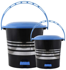 Kuber Industries 2 Pieces Plastic Dustbin Garbage Bin with Handle, 5 LTR & 10 LTR (Blue) -CTKTC43130