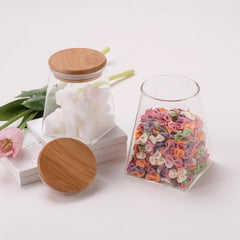 Urbane Home Borosilicate Glass Jar with Bamboo Lid | Kitchen Organizer Items & Storage | Multi-utility, Leakproof, Airtight Jar for Cookies, Snacks, Tea, Coffee, Sugar | Set of 2 (360ml & 560ml)