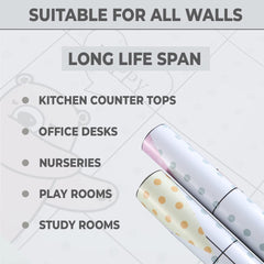 Kuber PET Wallpaper for Walls Kids Room I Self-Adhesive, Oilproof, and Waterproof I DIY Heat Resistant Designer Wall Sticker I Pack of 1 Roll, 60cm x 300cm