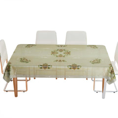 Kuber Industries Dining Table Cover | PVC Table Cloth Cover | 6-Seater Table Cloth | Table Protector Cover | Table Cover for Dining Table | Self Transparent Table Cover | 60x90 Inch | DTC | Cream