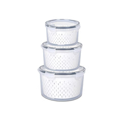 Kuber Industries 6 Pcs Food Containers | Round Storage Box for Fridge | Vegetable Fruit Strainer Basket | Refrigerator Storage Box | Containers With Airtight Lid | HXP00282 | Transparent | Pack of 2
