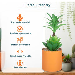 Kuber Industries Artificial Plants for Home Décor|Natural Looking Indoor Fake Plants with Pot|Artificial Flowers for Decoration-Pack of 5 (Green)