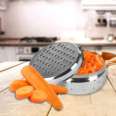 Kuber Industries Stainless Steel Grater with Storage & Food Pack Lunch Box (250ML) with Steel Separator Plate and Locking Clip | Stainless Steel, Multifunctional Use & Refrigerator Safe