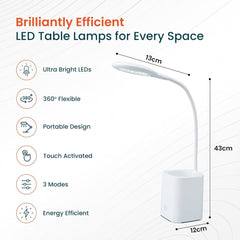 Kuber Industries Monochrome White Pencil Holder Lamp |Rechargeable Table Light with USB|Battery Capacity 1200mAh-Pack of 5 (White)
