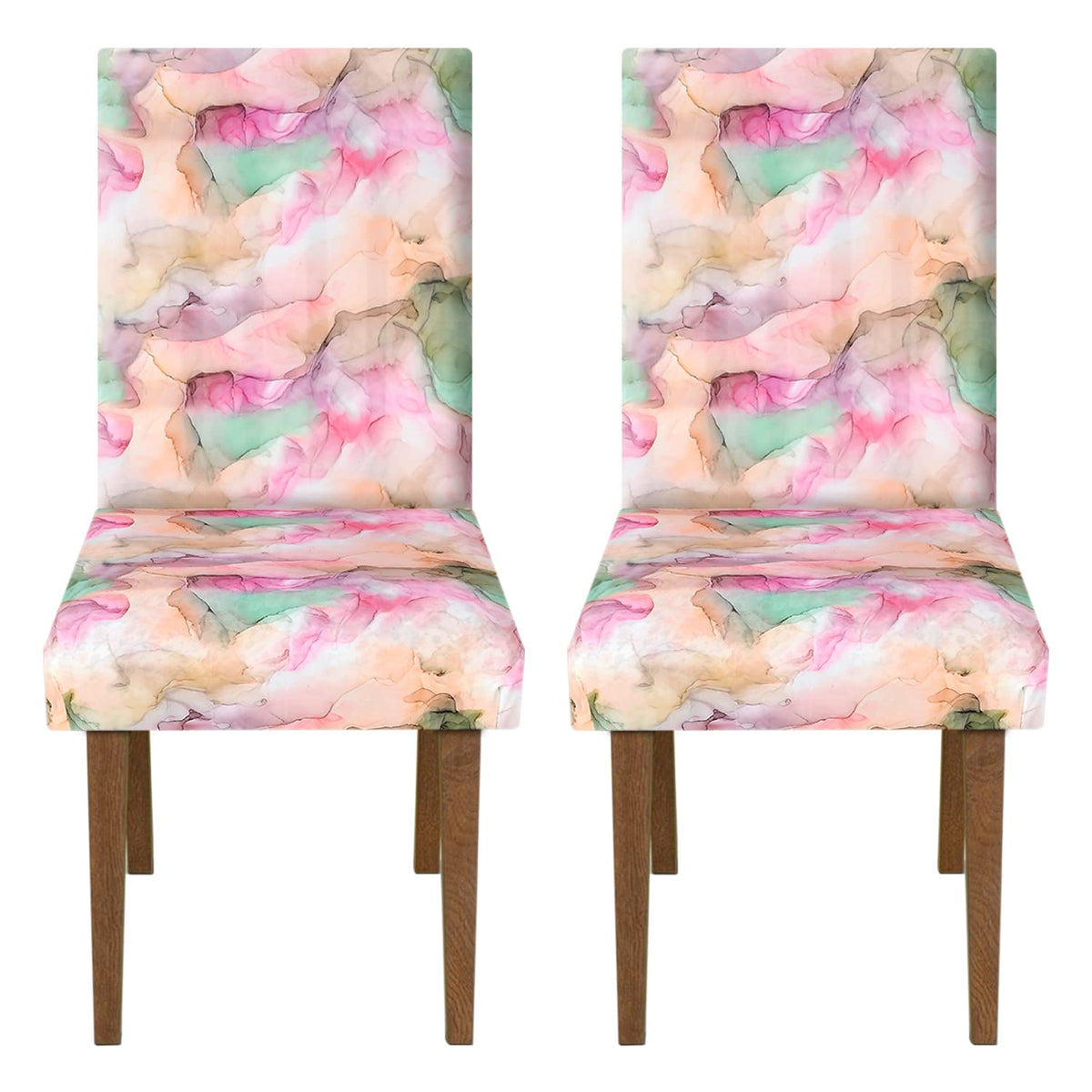 Heart Home Trippy Printed Elastic Stretchable Polyster Chair Cover for Home, Office, Hotels, Wedding Banquet- Pack of 2 (Multicolor)-50HH0953