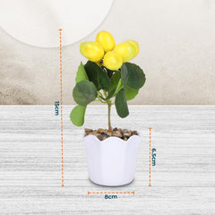 Kuber Industries Artificial Plants for Home D�cor|Natural Looking Indoor Fake Plants with Pot|Artificial Flowers for Decoration-Pack of 6 (Yellow)