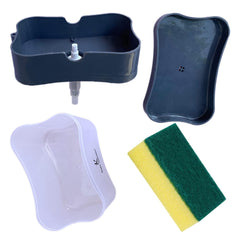 Kuber Industries Rectangle Liquid Soap Dispenser for Kitchen | with Pump and Sponge Holder | Plastic, Lightweight & Durable | Multipurpose Use, Ergonomic Design & Easy to Clean | Grey (Pack of 3)