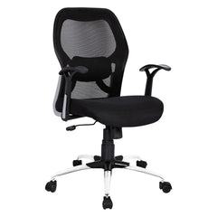Kuber Industries Ergonomic Office Chairs for Work From Home | Comes with Manual Height Adjustable, Armrest, Headrest & 2D Lumbar Support | Comfy Study Chair for Students with Wheels | Black