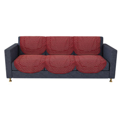 Heart Home Sofa Cover | Net Sofa Slipcover Set | Sofa Cover for Living Room | Sofa Cover for Hall | 5-Seater Sofa Cover for Home Decor | Dot Sofa Cover Set | Maroon