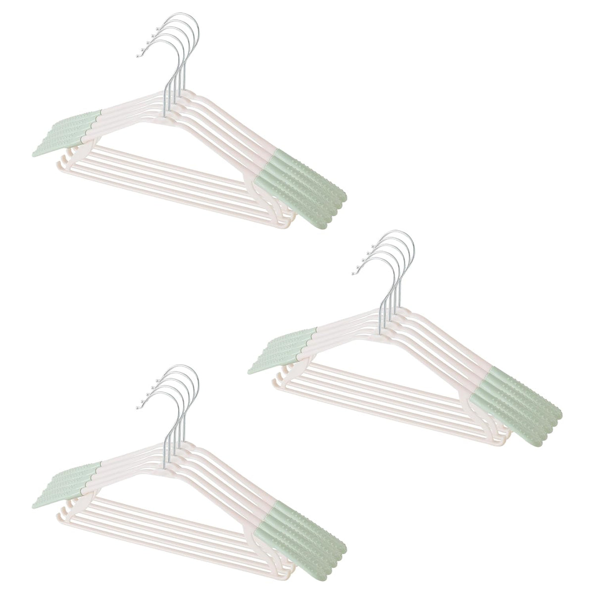 Kuber IndustriesPP Cloth Hanger Set of 15 With Zinc Plated Steel Hook (Green)