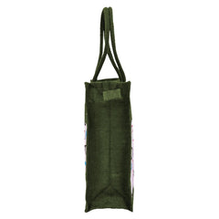 Kuber Industries Shopping Bag | Jute Carry Bag | Zipper Grocery Bag with Handle | Reusable Shopping Bag | Vegetable Bag for Shopping | Sunglasses-Grocery Bag | Large | Green