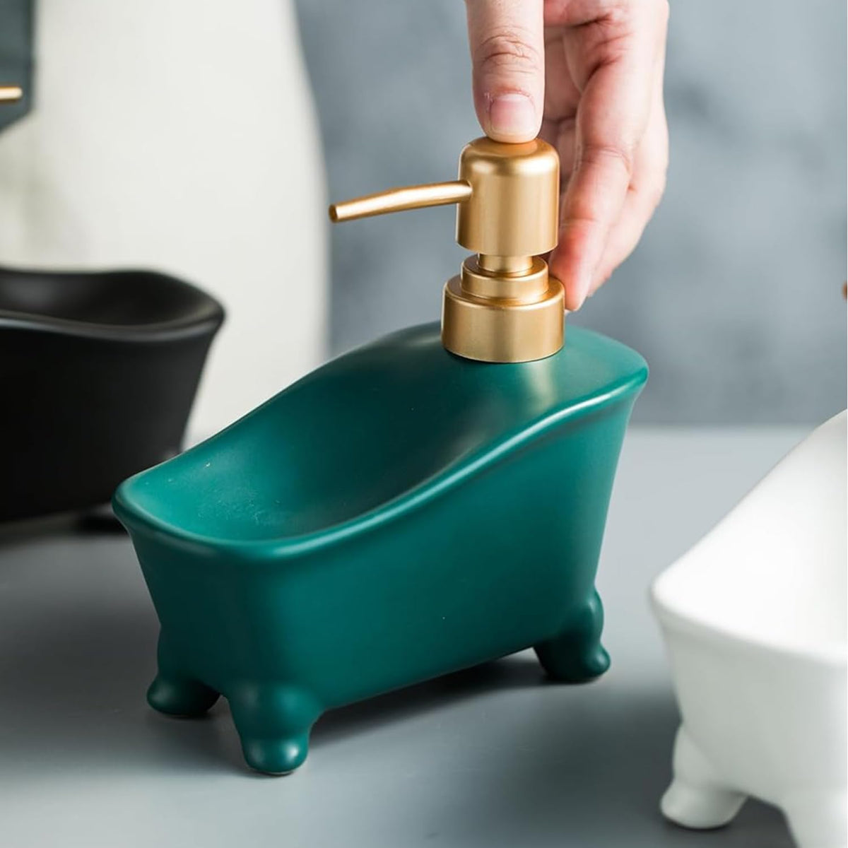 Urbane Home Liquid Soap Dispenser | Handwash Soap Dispenser | Soap Dispenser for Wash Basin | Shampoo Dispenser Bottle | Bathroom Dispenser Bottle | 350 ML | Green