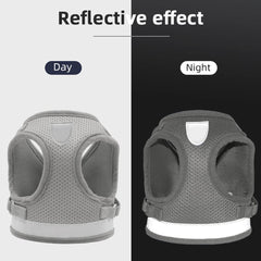 Kuber Industries Reflective Dog Harness with Adjustable Leash|Breathable Polyester Mesh Fabric |Small Size|HT-844|Comfortable No-Pull Grip|Quick Release Buckles|Easy On-Off Harness|Grey (Pack of 2)