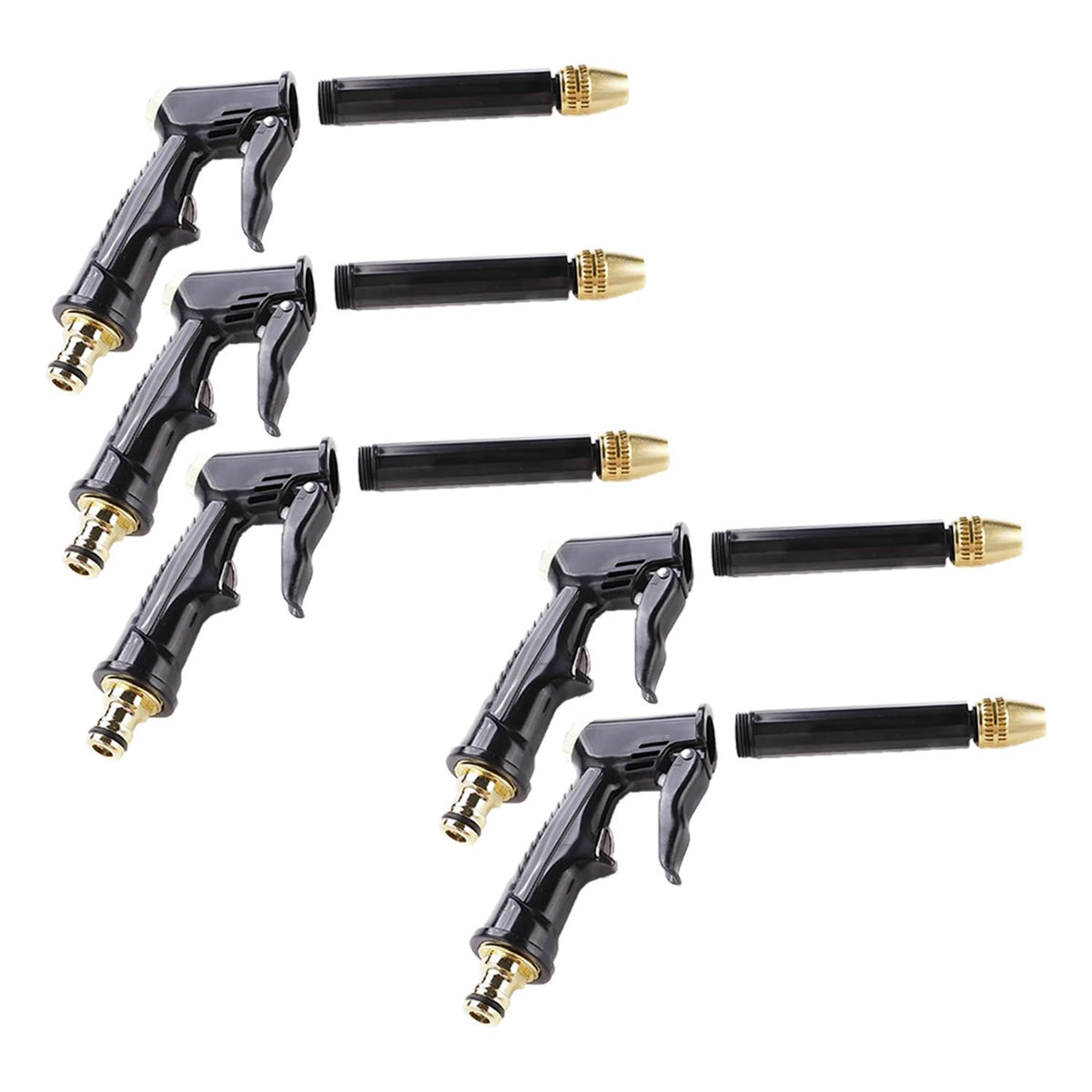 Kuber Industries Nozzle For Water Pipe|Non-Slip|Multiple Spray Modes|Brass Nozzle Water Spray Gun For ½” Water Pipe|Ideal Pipe Nozzle For Car Wash,Gardening,& Other Uses|Black|(Pack of 6)