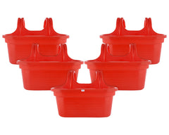 Heart Home Hanging Flower Pot|Double Hook Plant Container|Durable Plastic Glossy Finish Pots for Home|Balcony|Garden|12 Inch|Pack of 5 (Red)