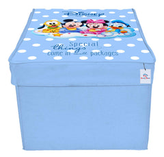 Heart Home Disney Team Mickey Print Non Woven 2 Pieces Fabric Foldable Saree,Shirt Cover Storage Organizer Box with With Lid, Extra Large (Royal Blue & Cream)-KUBMART16348