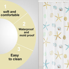 Kuber Industries Shower Curtain | PEVA Shower Curtain | Bath Drape | Shower Curtain for Bathroom | AC Shower Curtain | Shower Curtain for Hotel-Home with 12 Hooks | FQ003MC | Multicolor