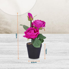 Kuber Industries Artificial Plants for Home Décor|Natural Looking Indoor Fake Plants with Pot|Artificial Flowers for Decoration-Pack Of 5 (Pink)